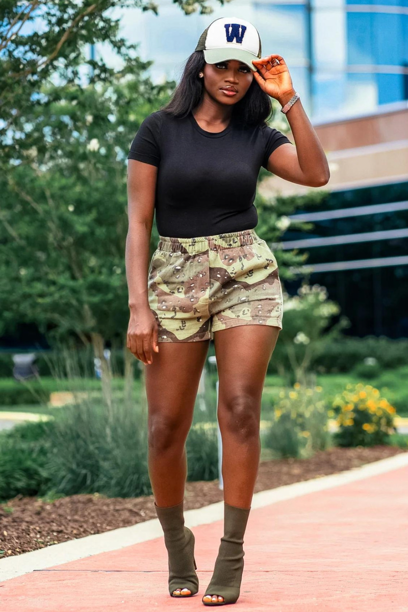 Camouflage sales shorts women's