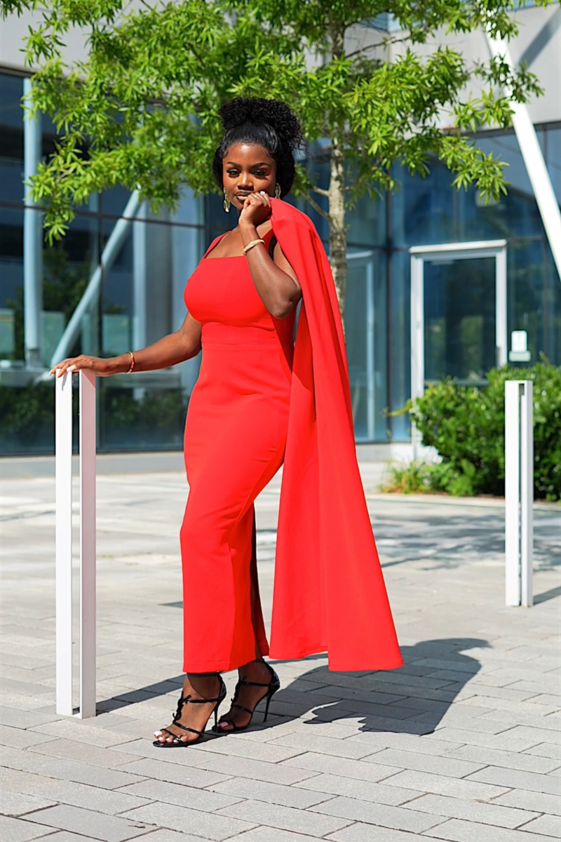 GEN Z BADDIE CAPE SET- Red