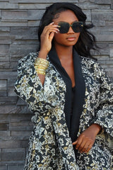 She’s a Sweet Girl Kimono & Pant Set-Black & Gold