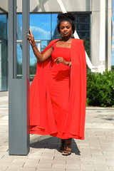 GEN Z BADDIE CAPE SET- Red