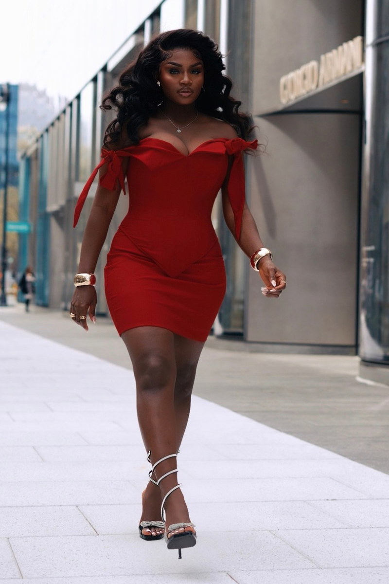 OGA BABE CORSET TOP & SKIRT-RED