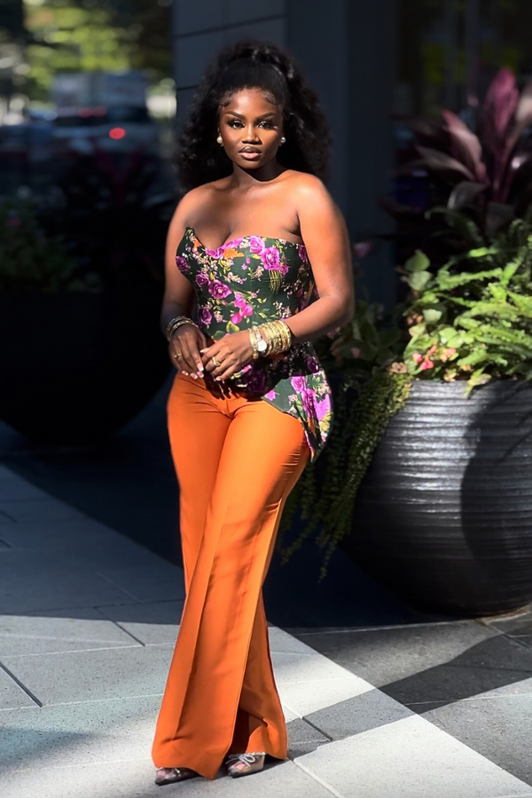 Floral Baddie Pant Set-Orange