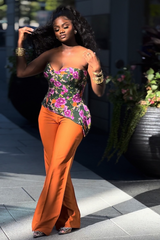 Floral Baddie Pant Set-Orange