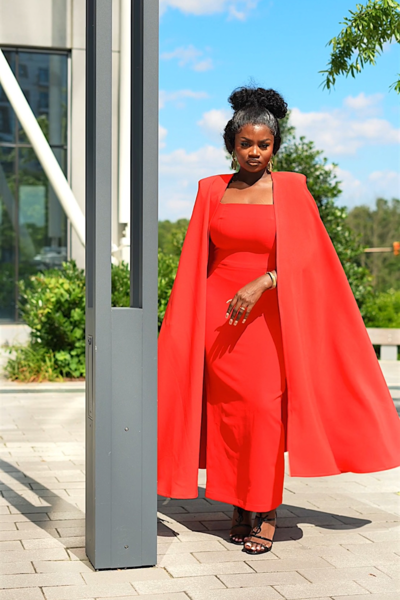 GEN Z BADDIE CAPE SET- Red